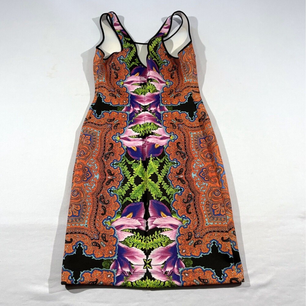 Clover Canyon Womens Orange Floral Sleeveless Stretch Party Sheath Dress Sz S - Picture 3 of 13